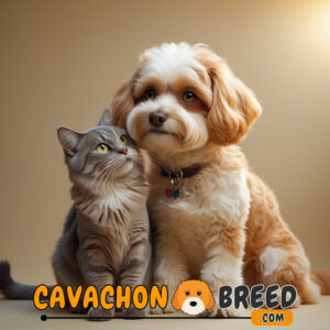 Cavachon dog with cat 1 Cavachon